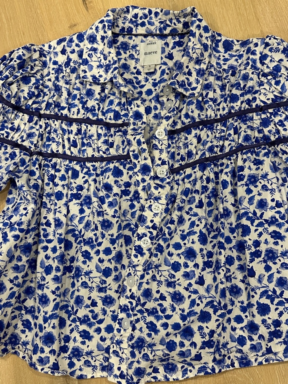 Anthropologie Maeve The Leandra Shirred Yoke Blouse Small NWOT - Picture 5 of 5